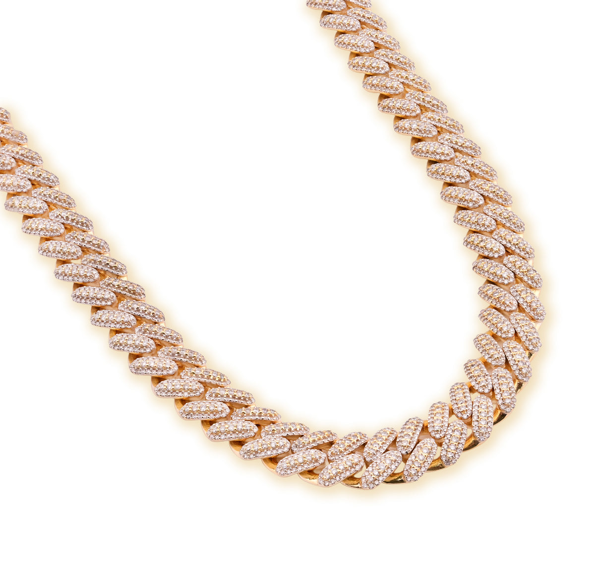 10K yellow Gold 25CT Natural Diamond Round 12MM Cuban Link Chain Men 24" Necklace — view 2