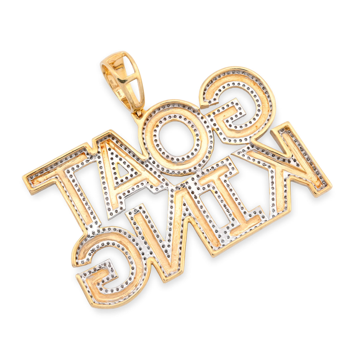 10K Yellow Gold "Goat King" Custom Pendant 1.5CT Natural Diamond Men Charm — view 7