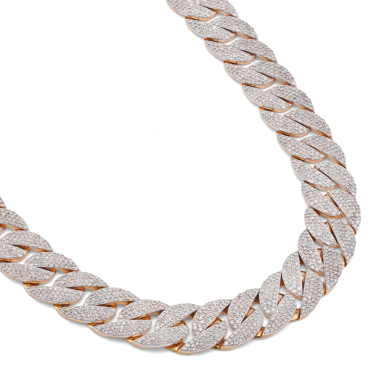 10K Yellow Gold 19.87CT Natural Diamond Cuban Link Chain 12MM 22" Men Necklace — view 3