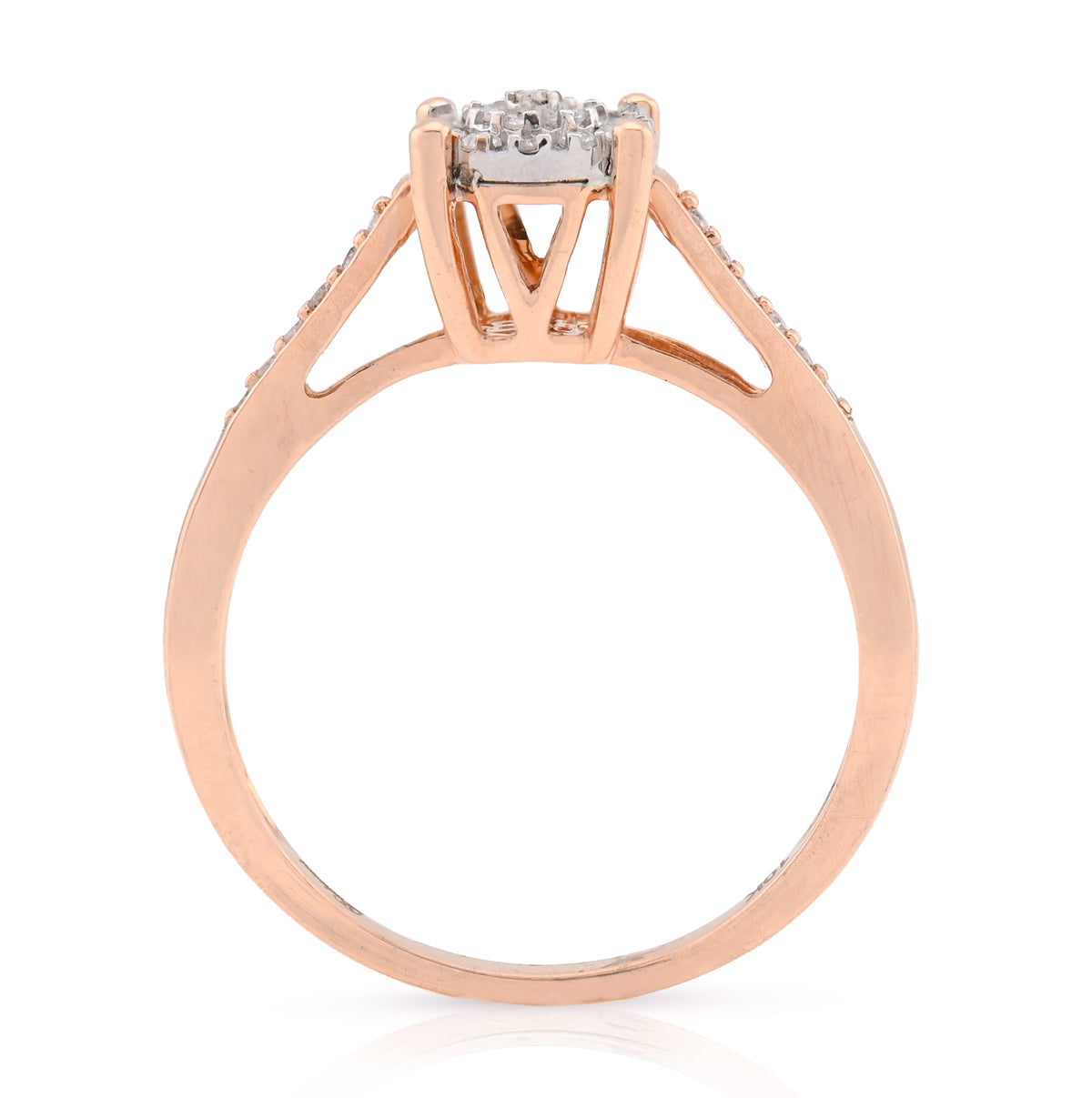 10K Rose Gold 0.18CT Natural Diamond Round Flower Women Ring — view 4