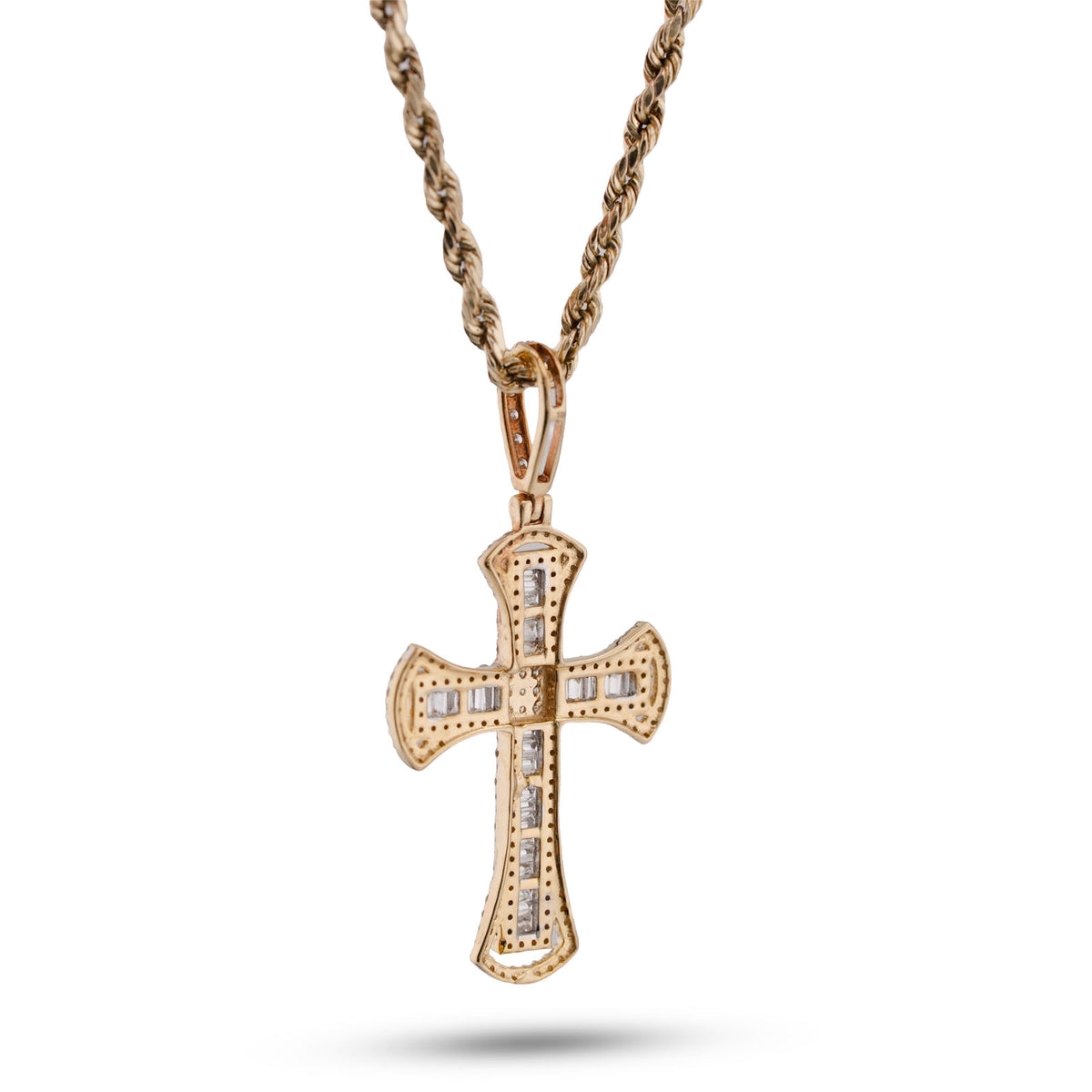10K Yellow Gold 0.55CT Natural Diamond Small Cross Pendant Men Women Charm — view 5