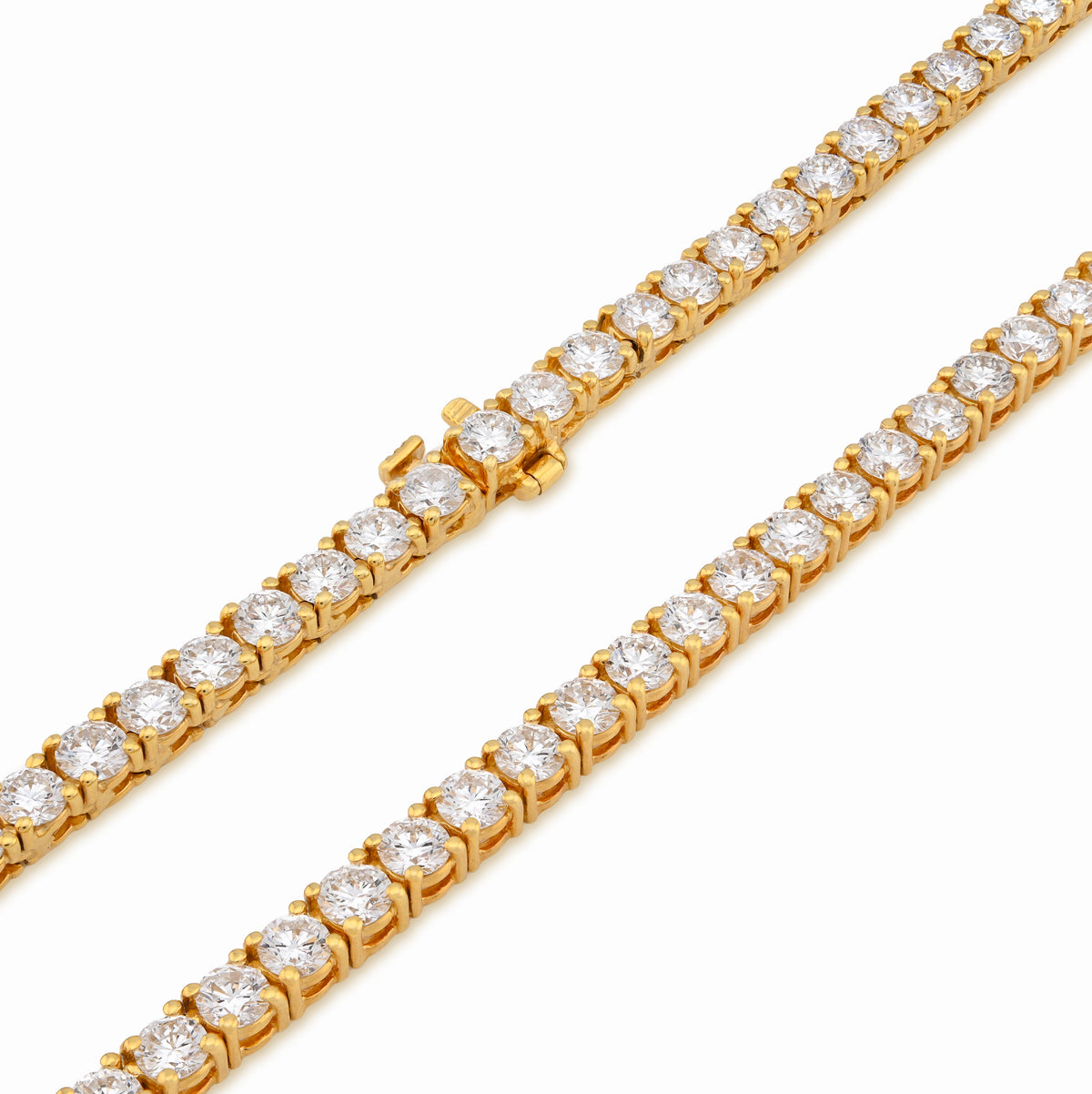 10K Yellow Gold 25.8CT Lab Diamond 25 pointer 22" Tennis Chain 3.5MM Men Women Necklace — view 6