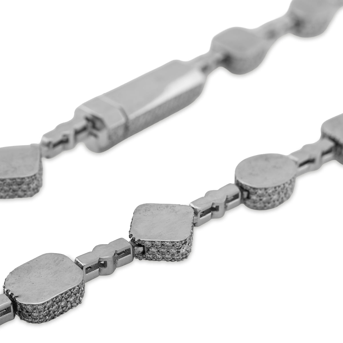 10K White Gold 58.02CT Lab Solitaire Diamond Chain Men Women — view 8