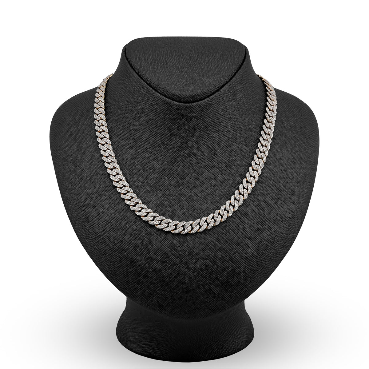 10K Yellow Gold 9.5 CT Natural Diamond Cuban Link Chain 8 MM Men 54.6 g Necklace 22" — view 8
