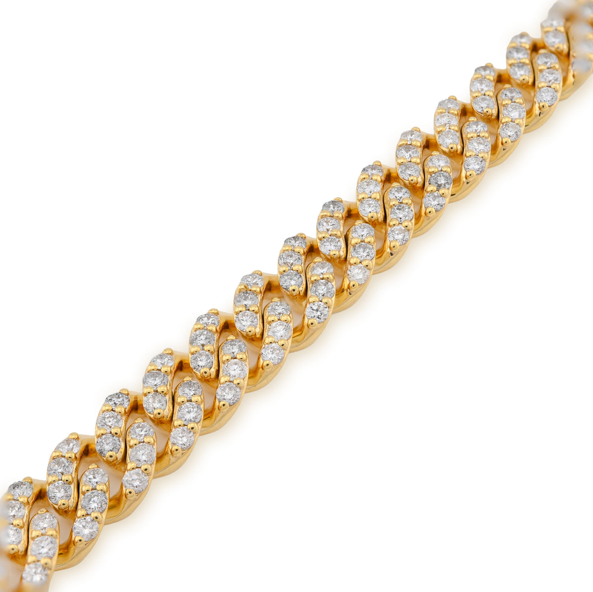 10K yellow Gold 6.87CT natural Diamond Round Cuban Link Bracelet 8MM Men Bracelet 8" — view 2