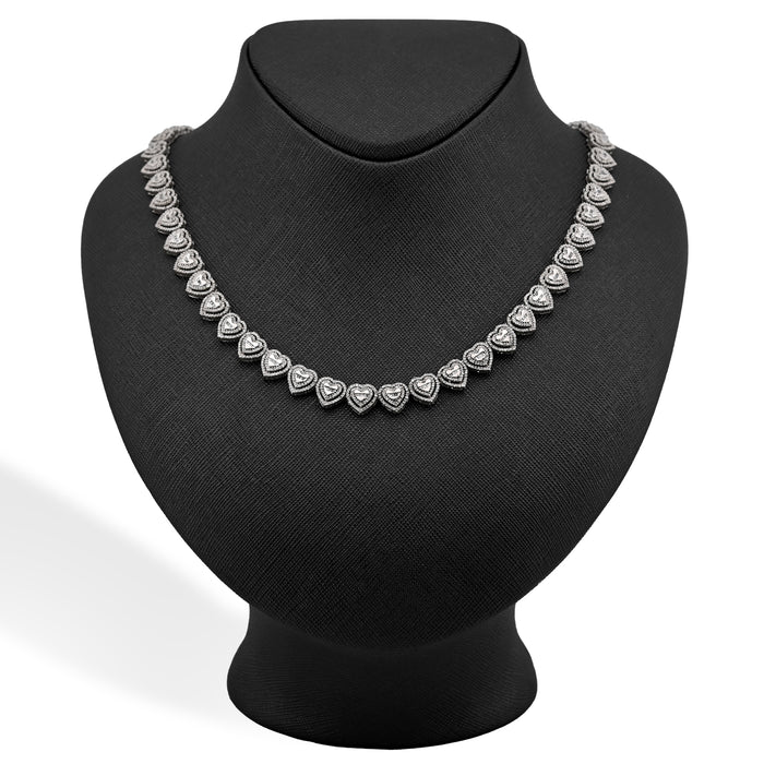 925 SS 6 CT Natural Diamond Heart Shape link Necklace Women Chain — view 1