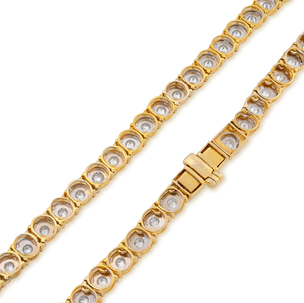 10K yellow Gold 4.94CT Natural Diamond Tennis Chain 5.5MM Necklace 22" — view 3