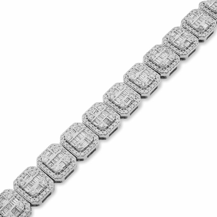 10K White Gold 5.60CT natural Diamond Round/Baguette Tennis Bracelet 8" Men 8MM Women  — view 1