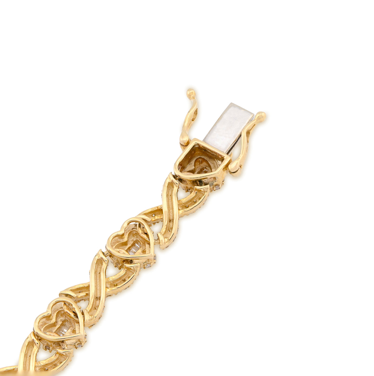 10K Yellow Gold 2.6 CT Natural Diamond Infinity Heart Bracelet 7MM 7.5" Women  — view 5