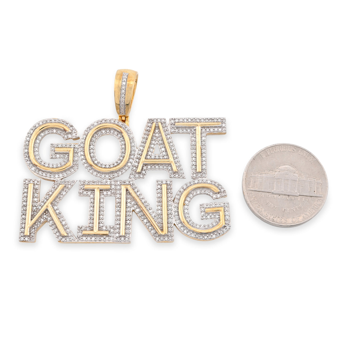 10K Yellow Gold "Goat King" Custom Pendant 1.5CT Natural Diamond Men Charm — view 10