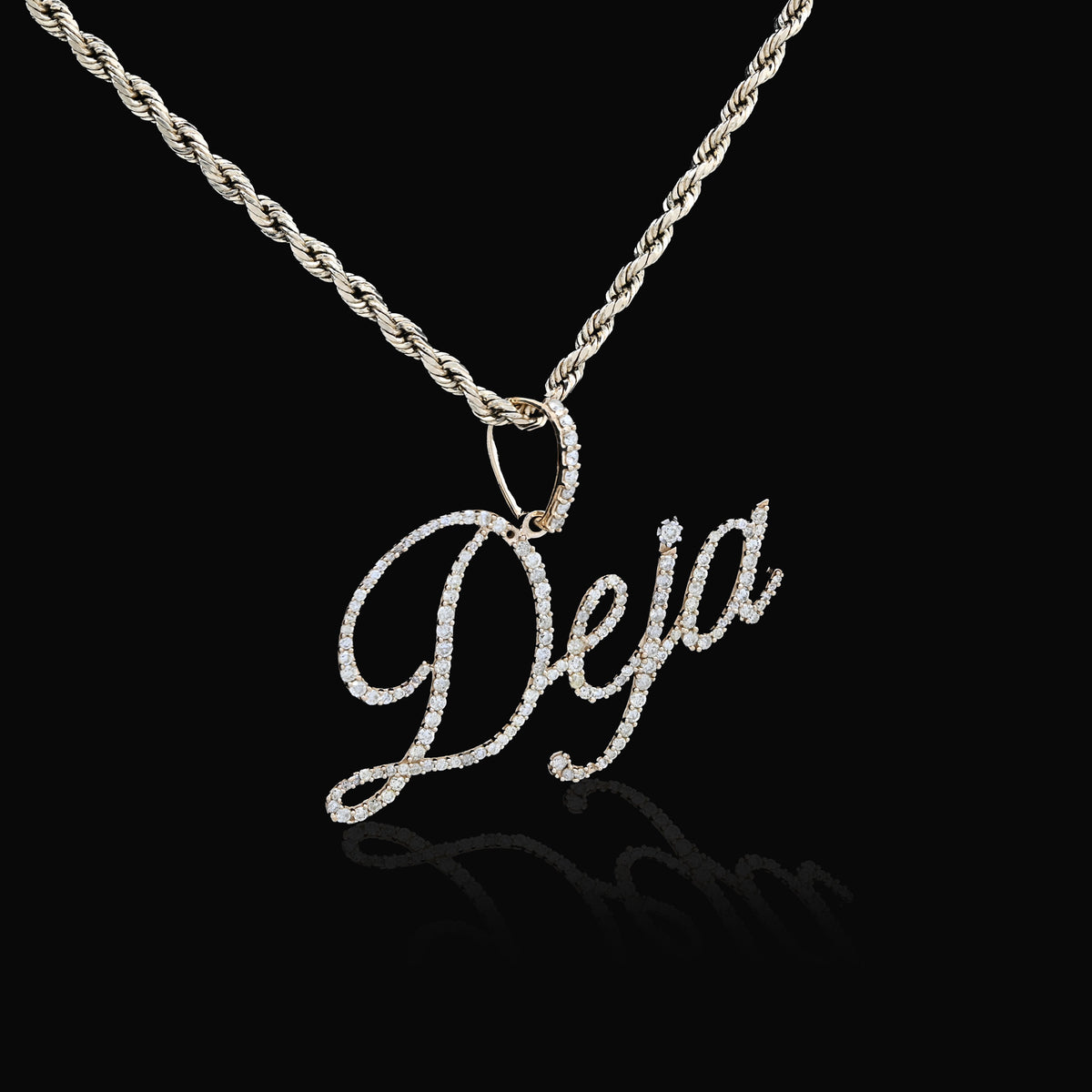10K Yellow Gold 1 CT Natural Diamond "DEJA" Name Pendant 3 g Charm — view 7