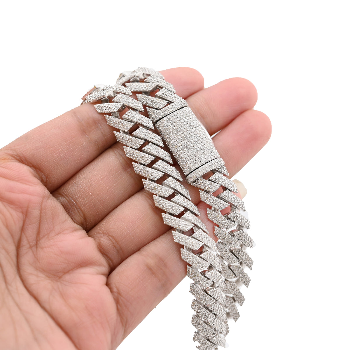 925 Sterling Silver 14.83 CT Natural Diamond 12 MM Snake Cuban Link Necklace 18" Men Chain 96.7 g — view 8