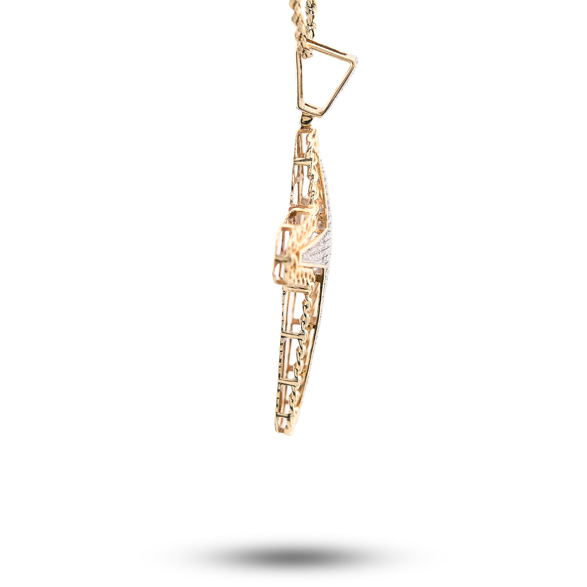 10K Yellow Gold 0.50Ct Natural Diamond Chain Link Edge Cross Religious Men Charm Women Pendant — view 5