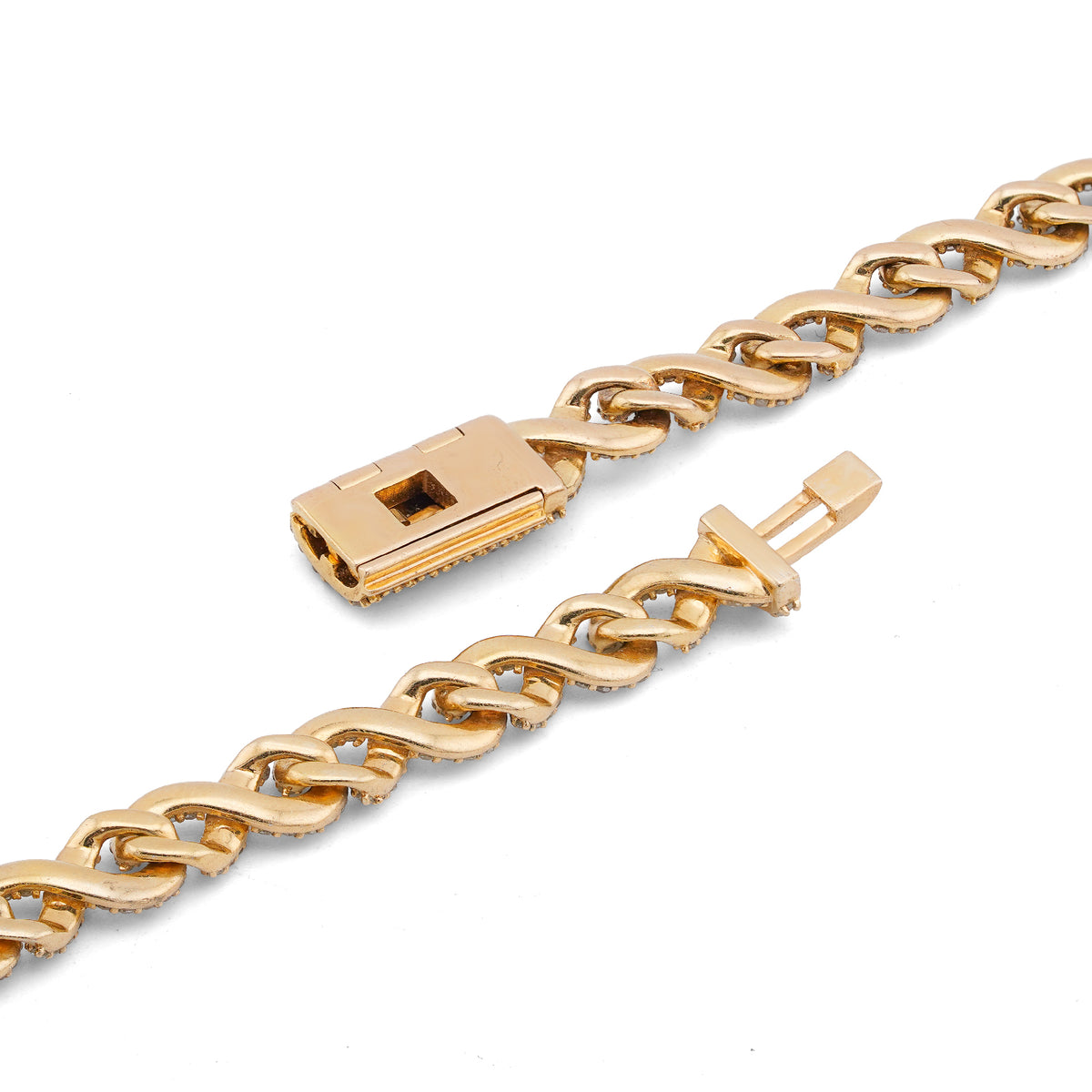 10K Yellow Gold 8CT Natural Diamond Infinity Link 6MM Men Chain 24" Necklace — view 7