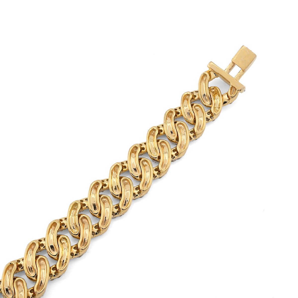 10K Yellow Gold 3.8 CT Natural Diamond Cuban Link Mens Bracelet 8 MM 8" — view 7