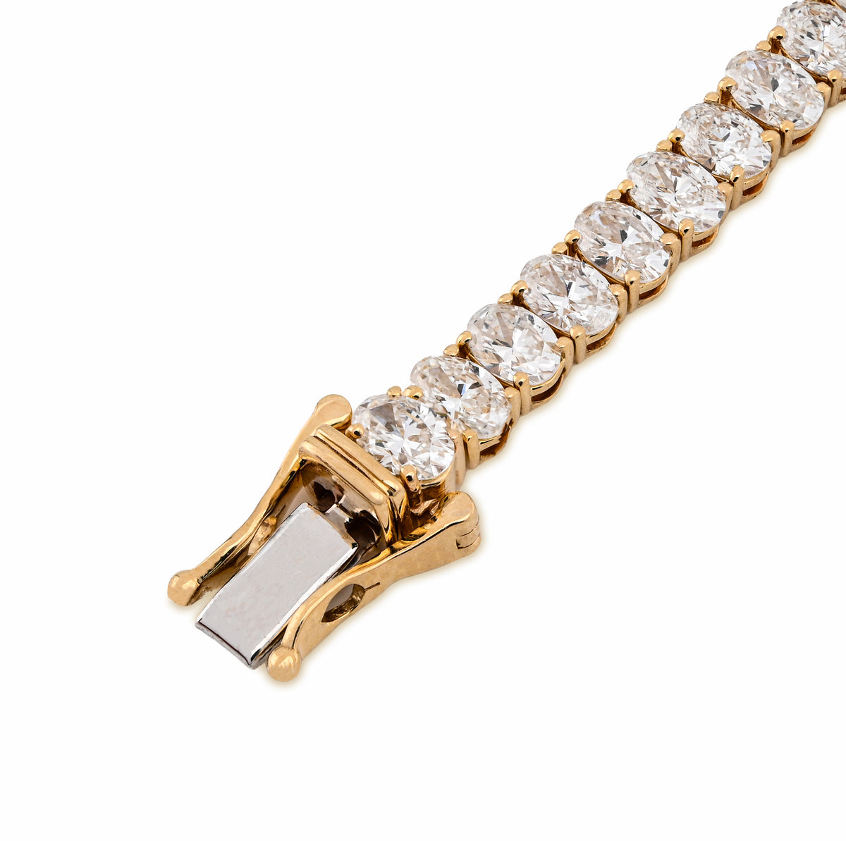 14K Yellow Gold 8.70CT Lab Oval Shape Diamond 7" 10.2g Men Women 4MM Tennis Bracelet — view 4