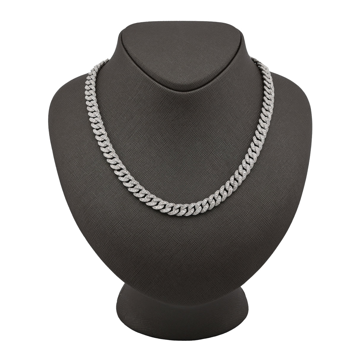 925 Sterling Silver 11.67 CT Natural Diamond 8 MM Cuban Link Necklace 22" Men Chain 72.6 g — view 7