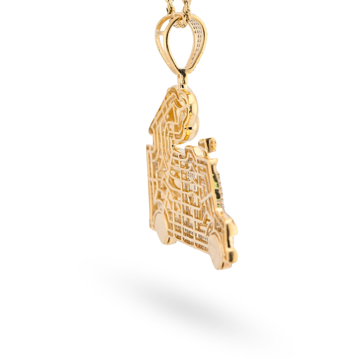 10K Yellow Gold 1.8CT Natural Diamond "Ice Cream" Truck Men Charm 16g Pendant — view 7
