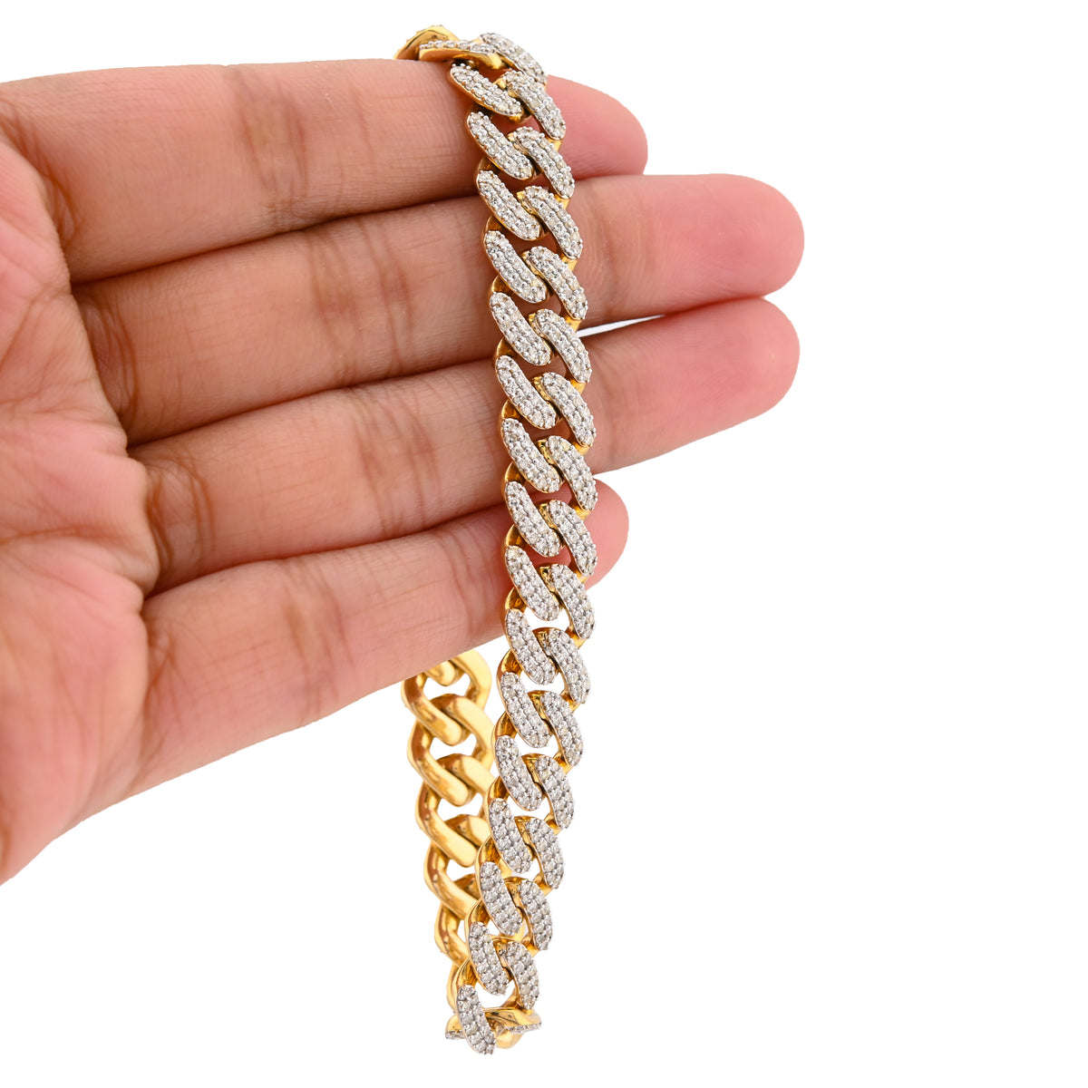 10K Yellow Gold 5.35CT Natural Diamond 10MM Cuban Link 8" Bracelet 35.7g Men Women — view 5