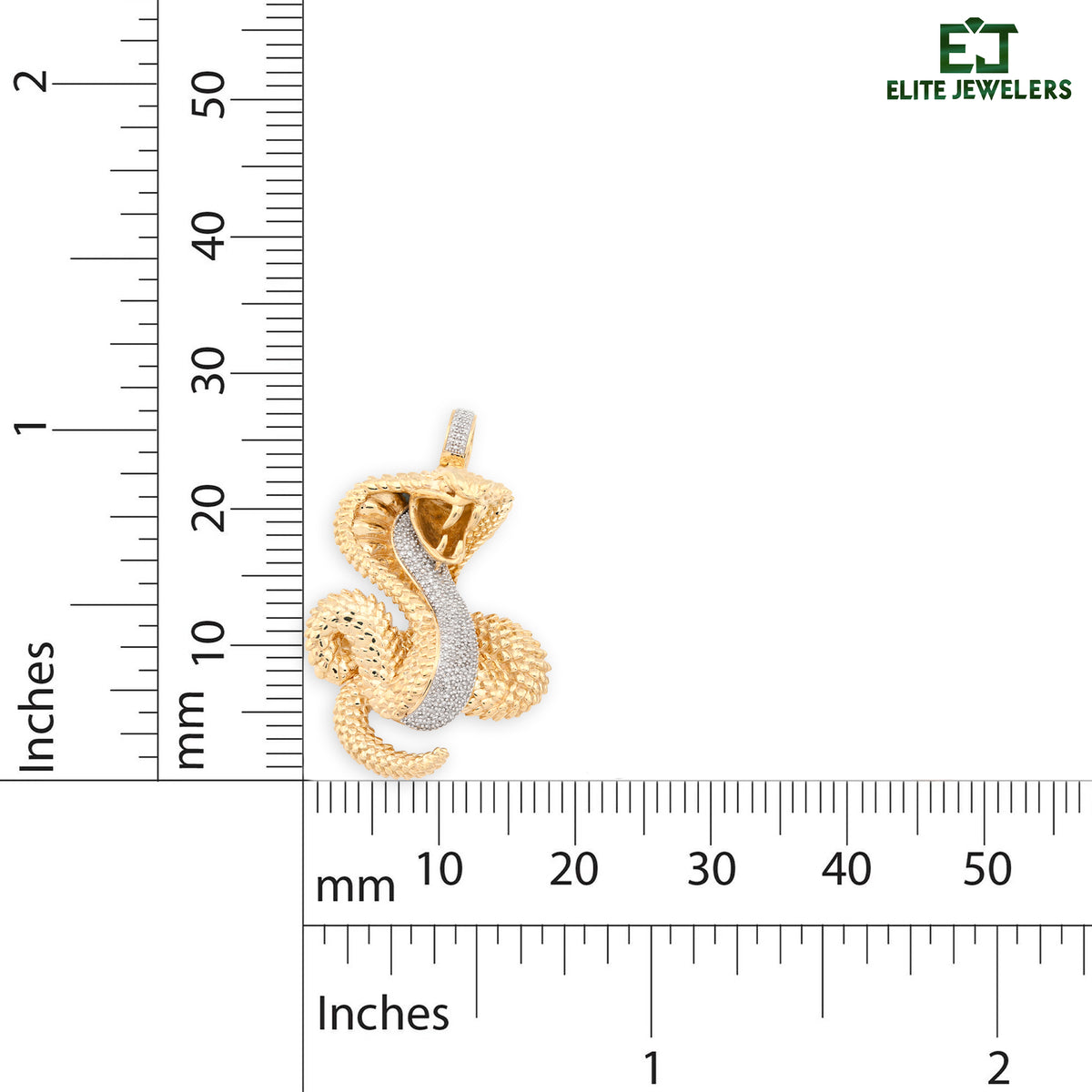 10K Yellow Gold Snake Pendant 0.50CT Natural Diamond 62.5MM 33g Men Charm — view 9