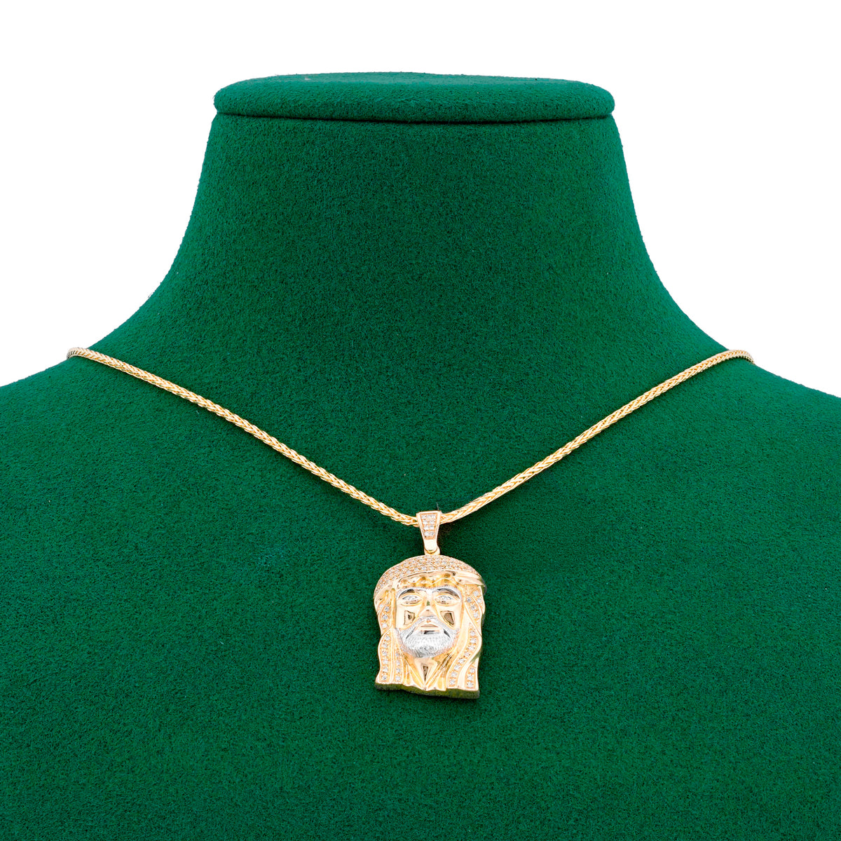 Jesus Head Charm 0.2ct Natural Diamond 10K Gold Men Women Pendant