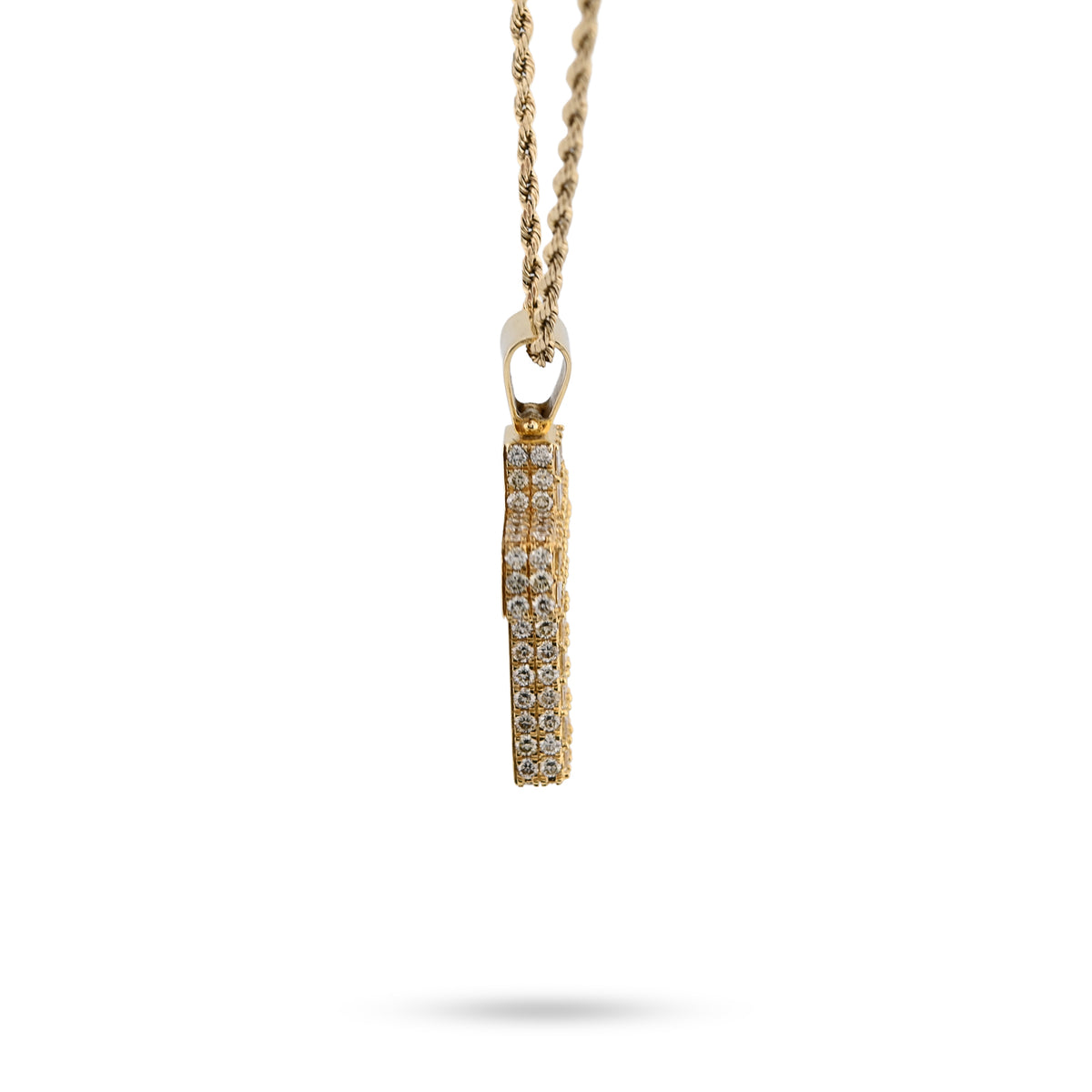 10K Yellow Gold 3.5 CT Natural Diamond Emeralds Religious Cross Pendant Men 12.3 g Charm 43.4 MM — view 5
