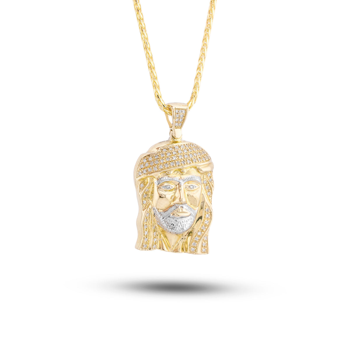 Jesus Head Charm 0.2ct Natural Diamond 10K Gold Men Women Pendant