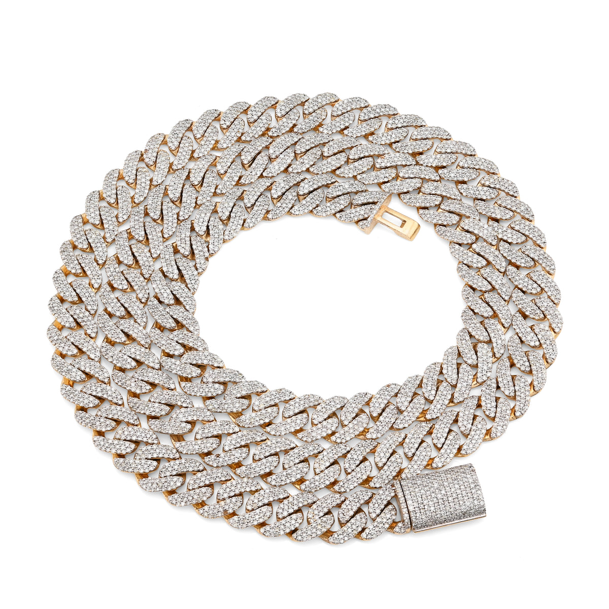 10K Yellow Gold 9.5 CT Natural Diamond Cuban Link Chain 8 MM Men 54.6 g Necklace 22" — view 2