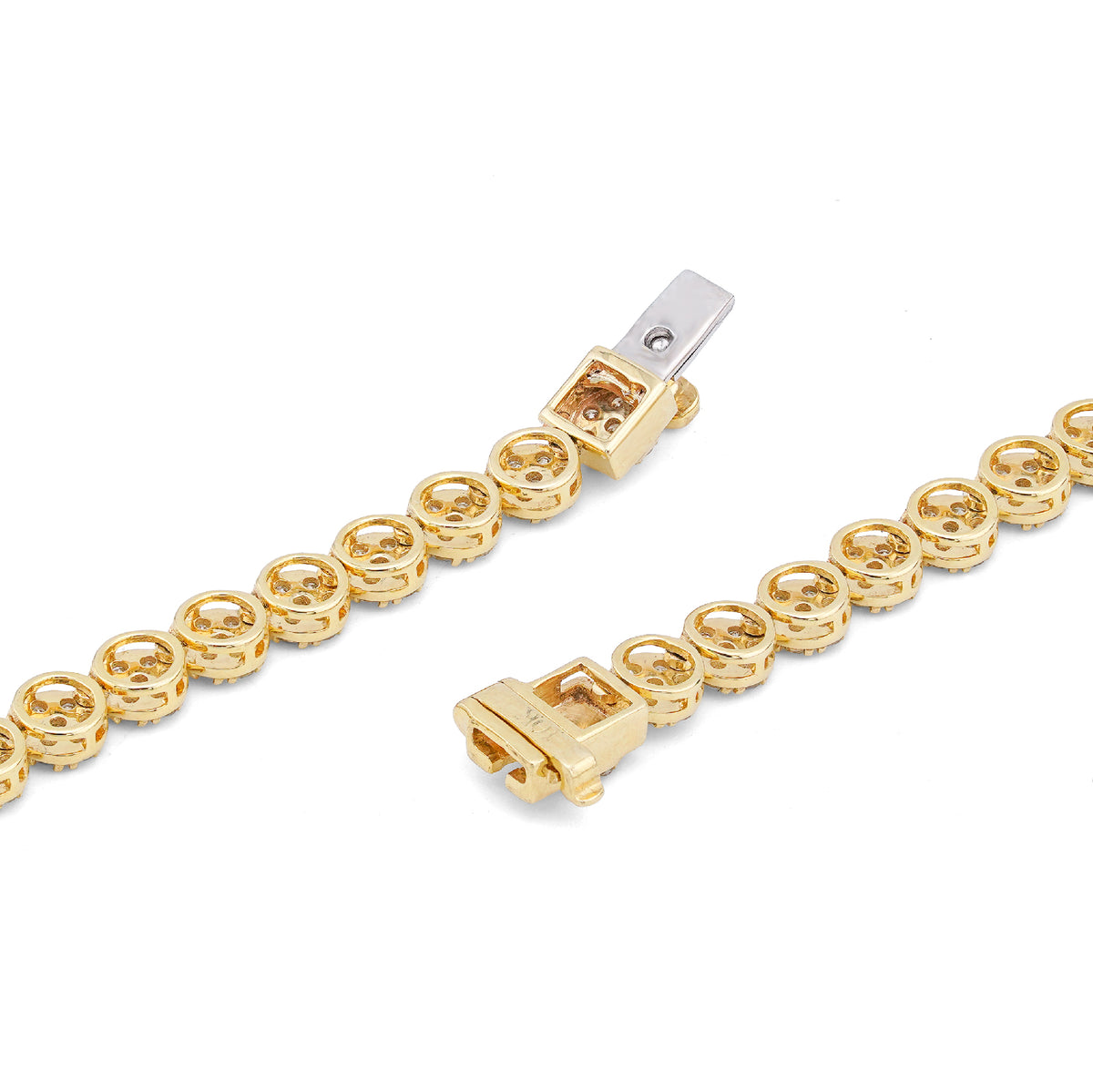 10K Yellow Gold 7CT Natural Diamond Flower Cluster Round 4MM 22" Men Women Necklace — view 7