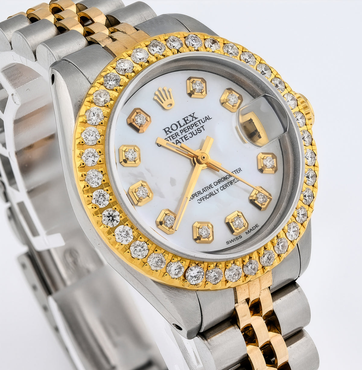26MM Rolex Datejust 1.25 CT Natural Diamond Bezel and Dial, MOP Face 2 Tone Jubilee Band Watch — view 2