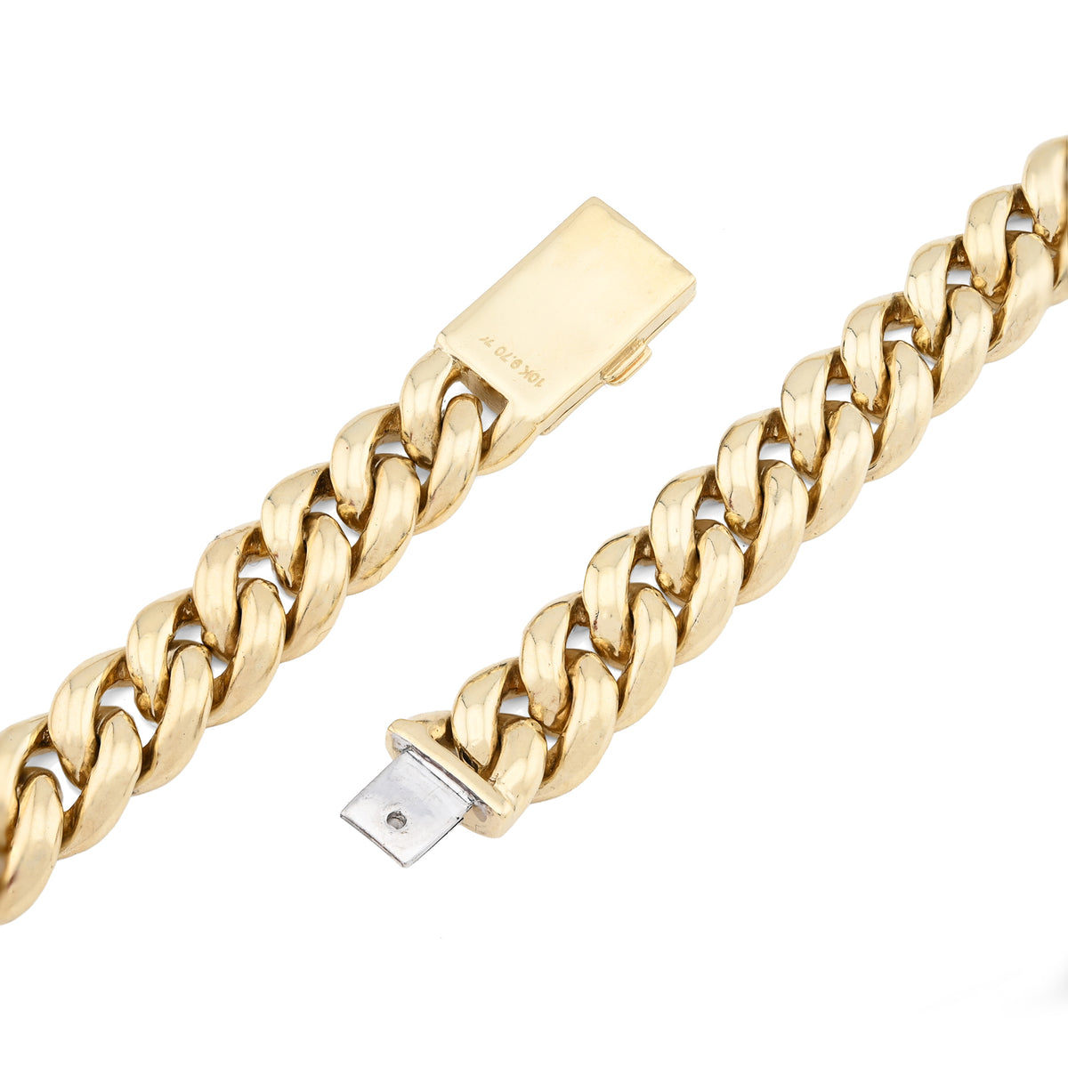 10K Yellow gold 9.7 CT Natural Diamond Cuban Link Chain 11.5 MM 22" Men Necklace 128.6 g — view 6