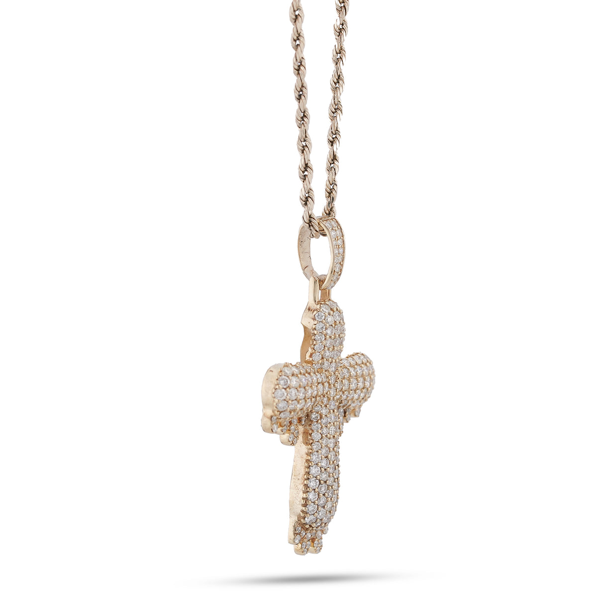 Cross Drip Pendant 10K 3.15ctw Natural Diamond Pendant Mens Womens Charm