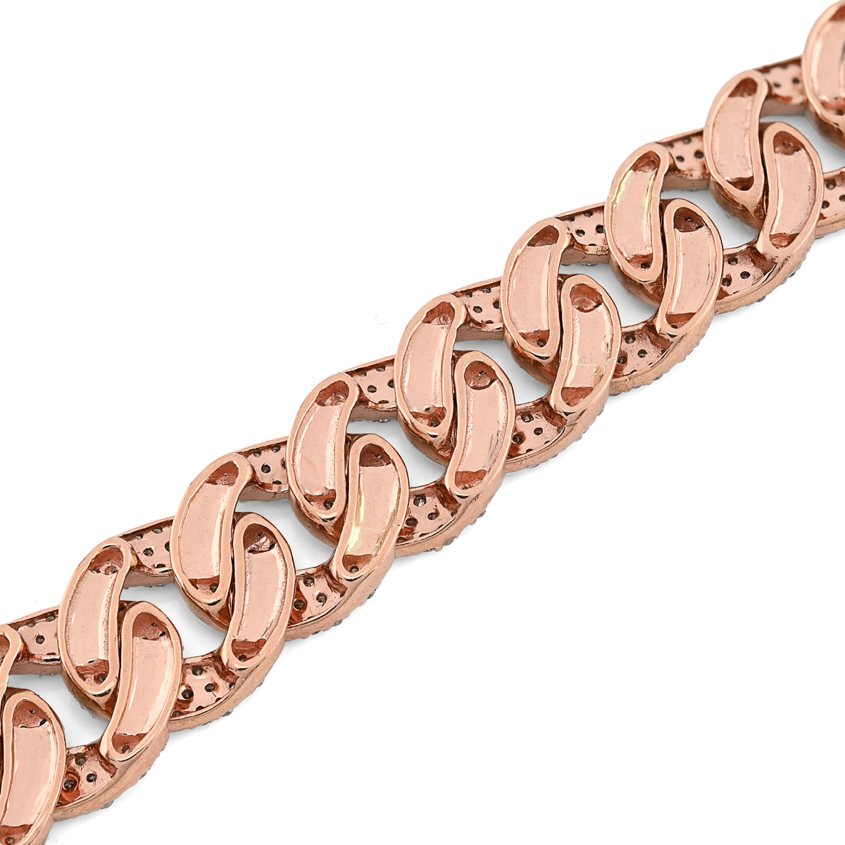 10K Rose Gold 10mm Natural Diamond 5.6CT Cuban link Bracelet 7.5" Men 23.2g — view 5