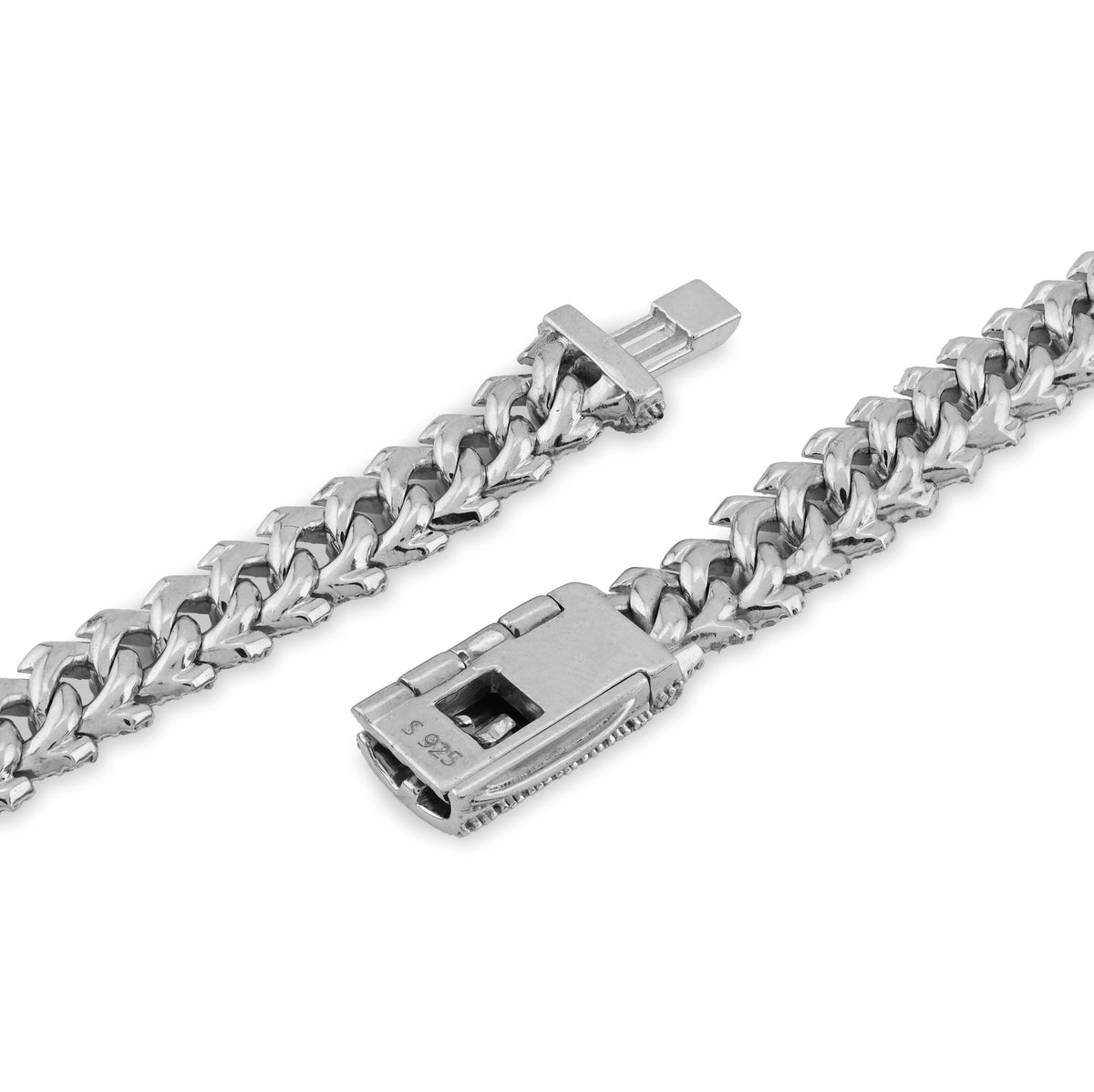 925 SS 9.7CT Natural Diamond Snake Cuban Link 8MM Chain Men Women 22" Necklace — view 8