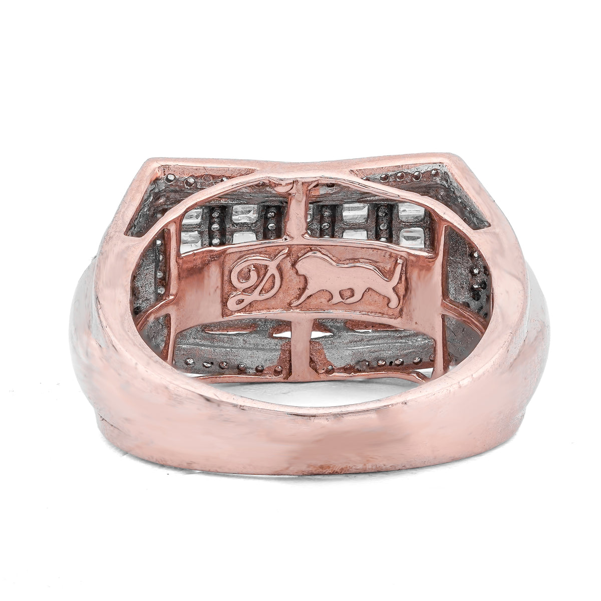 Multi Column Baguette Ring 10K Rose Gold 1.05CT Natural Diamond Men Pinky Ring