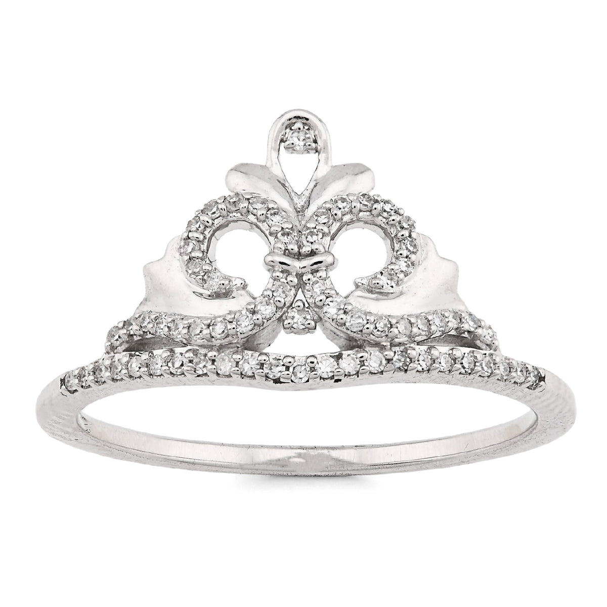 925 WS 0.10CT Natural Diamond Princess Crown Women Band RING — view 2