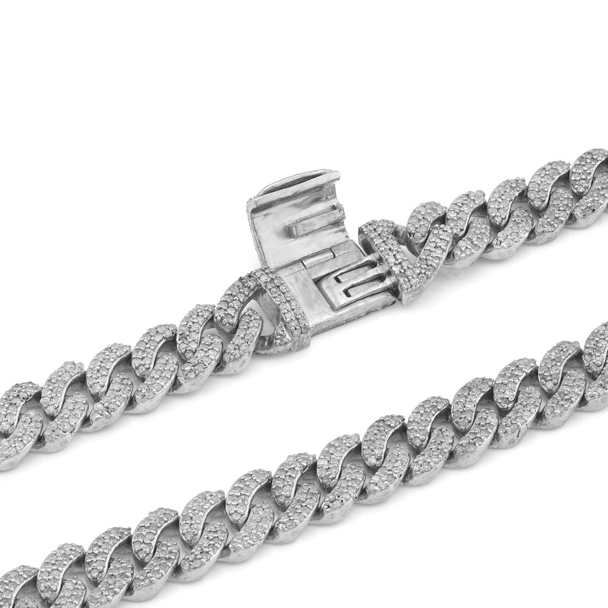 925 SS 8.10CT Natural Diamond 7MM Round Cuban Chain 22" Men Women Necklace — view 4