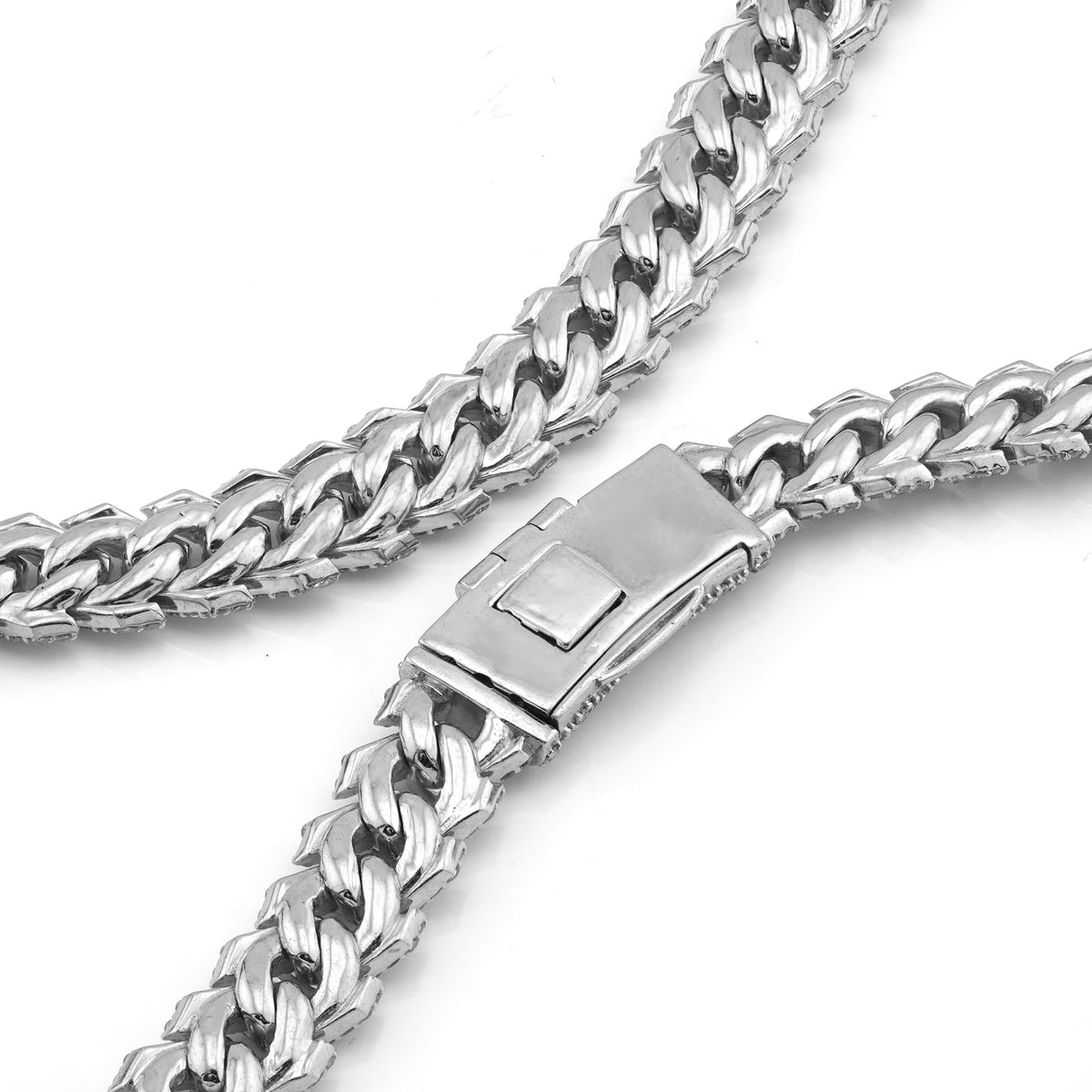 925 SS 22.85CT Lab Diamond 10MM Snake Cuban Link Chain 10MM 22" — view 6