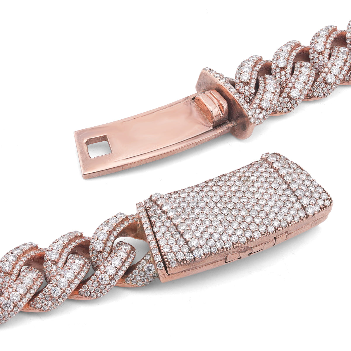10K Rose Gold 60.58CT Round Cuban link natural Diamond 203 Grams Chain Men 15MM 22" Necklace — view 4