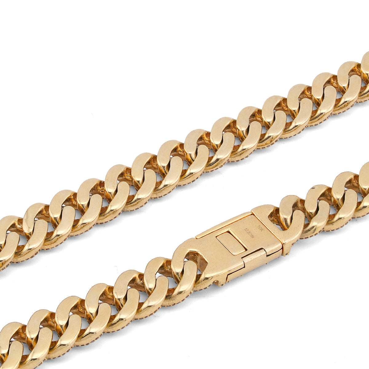 10K Yellow Gold 10.22CT Natural Round/Baguette Diamond 8MM Cuban Link Chain 22" Men Women Necklace — view 7