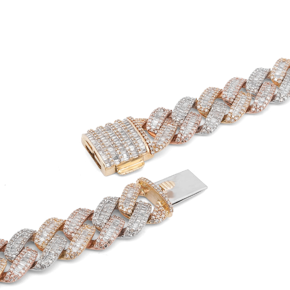 10K Rose Gold 8.60CT Natural Diamond Snake Cuban link Chain 10MM 22" Men Necklace — view 4