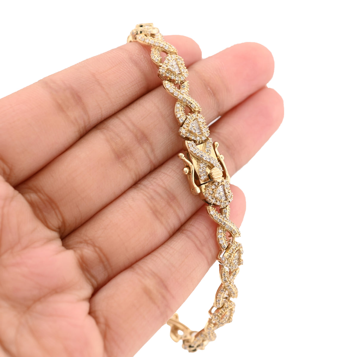 10K Yellow Gold 2.6 CT Natural Diamond Infinity Heart Bracelet 7MM 7.5" Women  — view 8