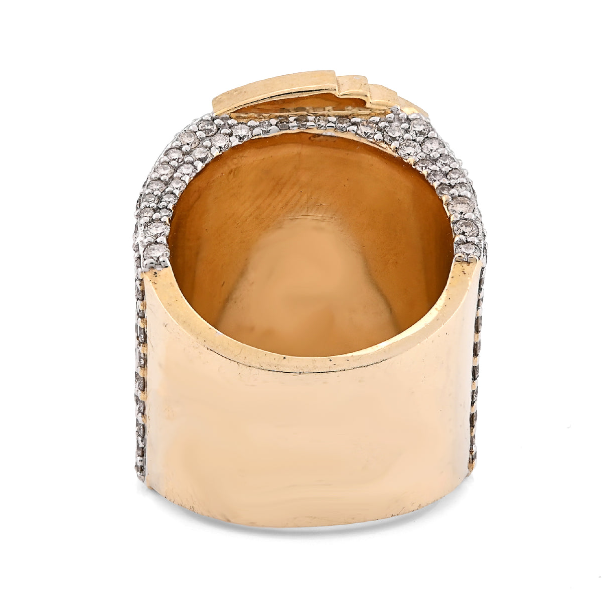10K Yellow Gold 3.10CT Natural Diamond Trap House $100 Bill Top Men Pinky Ring 24.2g — view 5