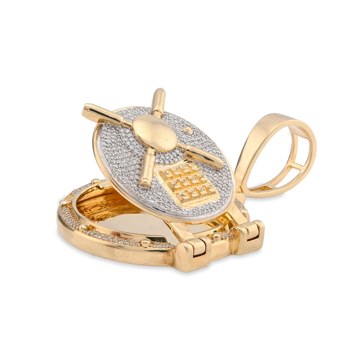 10K Yellow Gold Vault Door Memory Picture Pendant 0.6CT Natural Diamond Men Women Charm — view 3