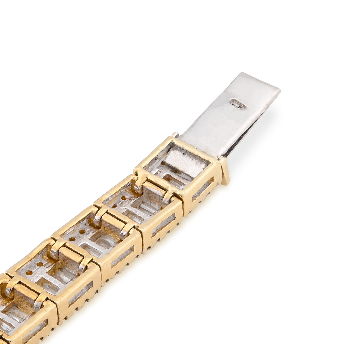 10K Yellow Gold 7.50CT Natural Diamond Round/Baguette Rectangular Link Bracelet 7.8MM 8" Men Women 30.2g — view 7