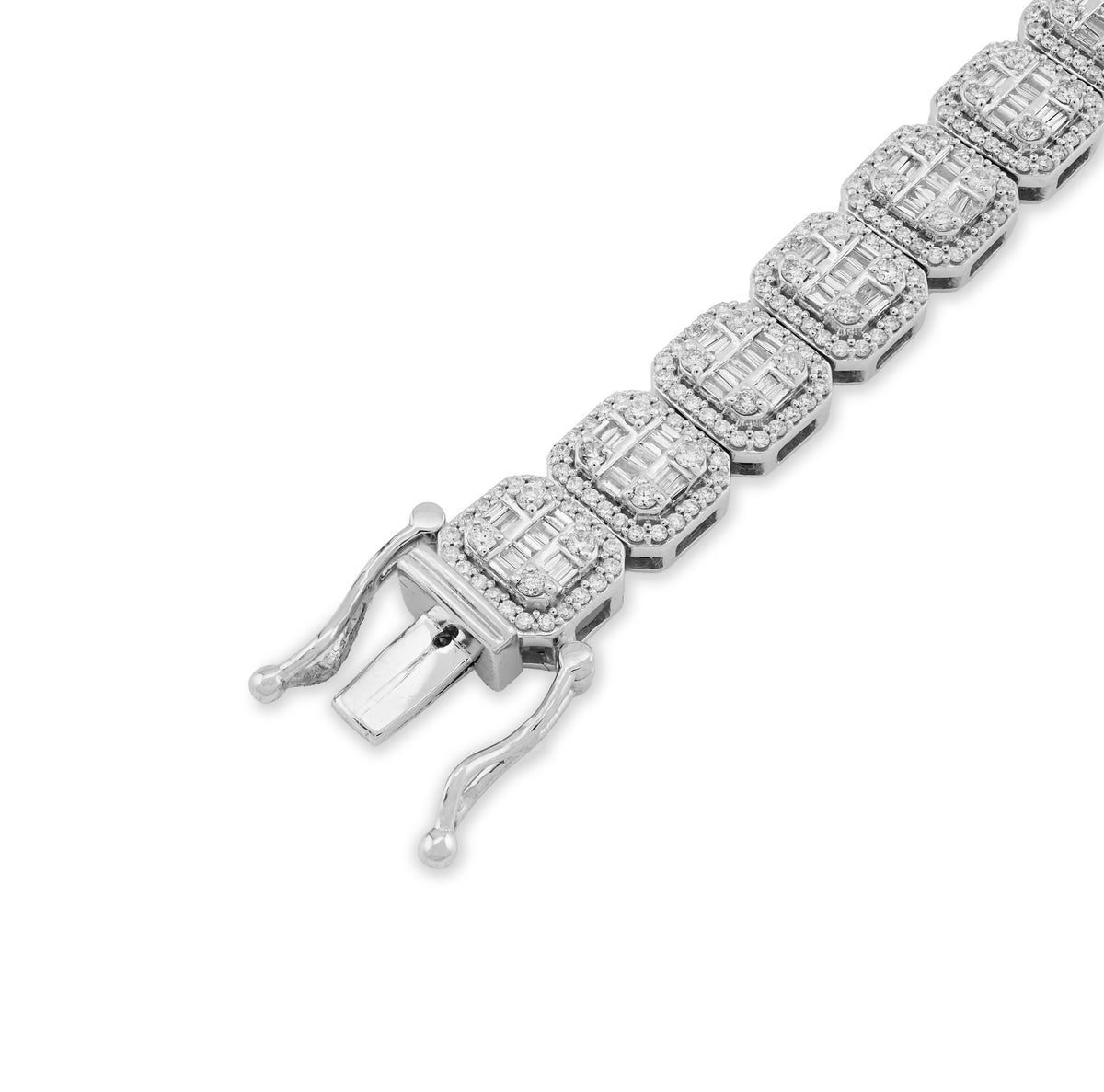 10K White Gold 5.60CT natural Diamond Round/Baguette Tennis Bracelet 8" Men 8MM Women  — view 5