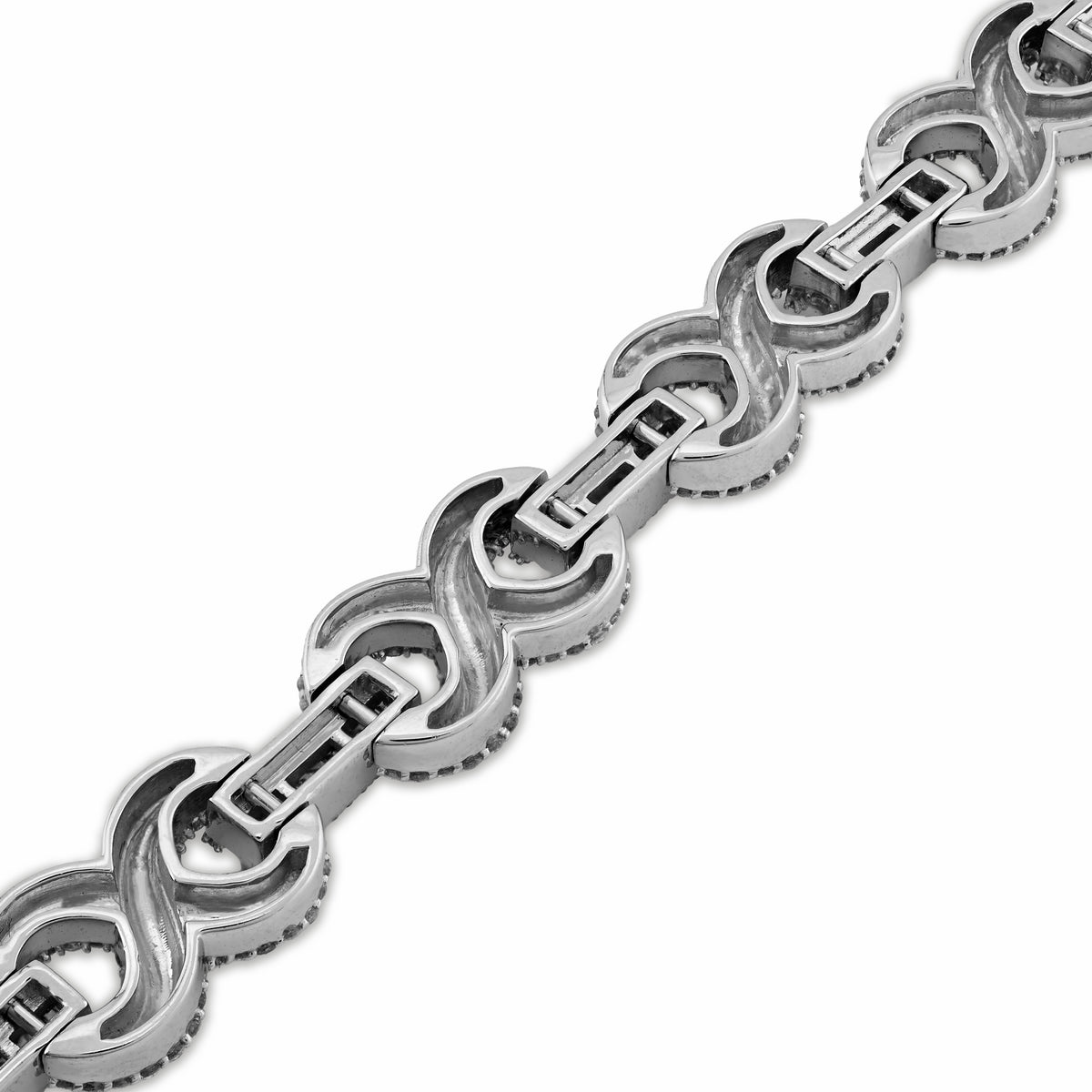 10K White Gold 6.83CT natural Diamond 9MM Infinity Link Bracelet 8" 32.9g — view 3