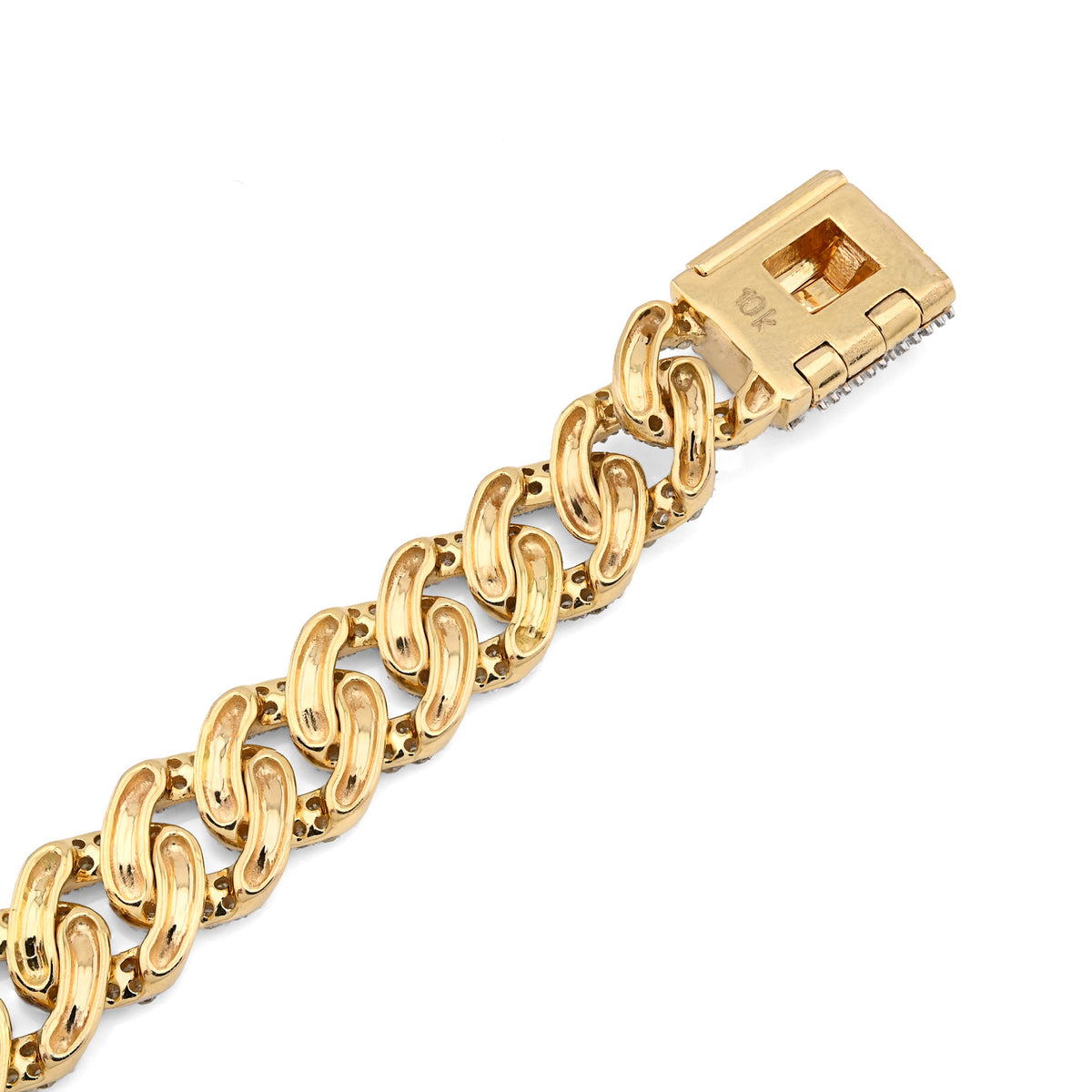 10K Yellow Gold 3.8 CT Natural Diamond Cuban Link Mens Bracelet 8 MM 8" — view 6