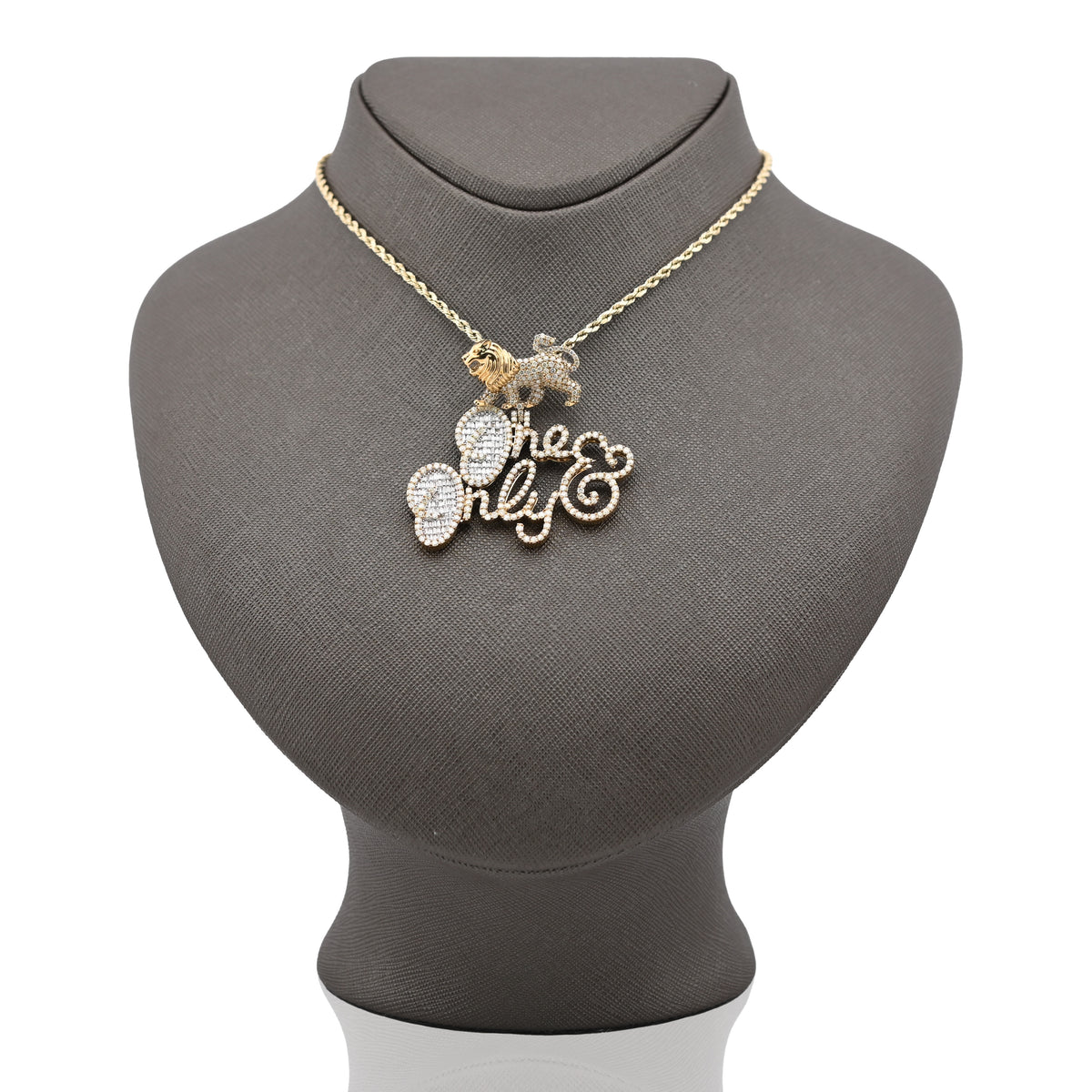10K Yellow Gold "One & Only" Lion Bail 2.87CT Natural Diamond Men Women Pendant Charm — view 3