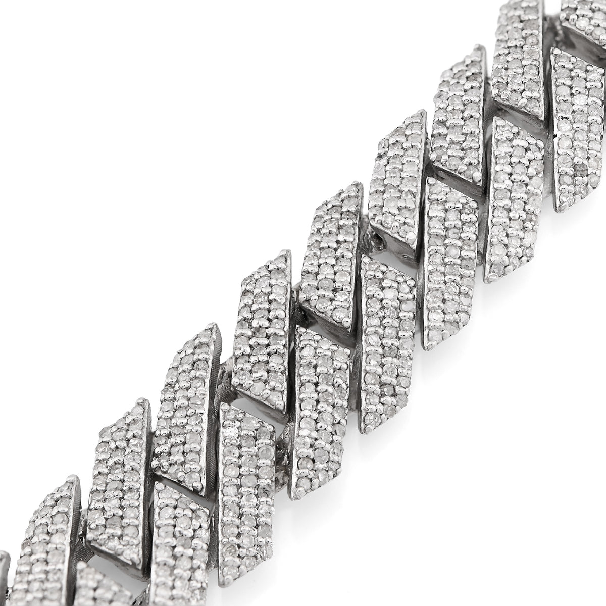 925 SS 7.23CT Natural Diamond Snake Cuban Link 12MM Mens 8" Bracelet 47.2g — view 3